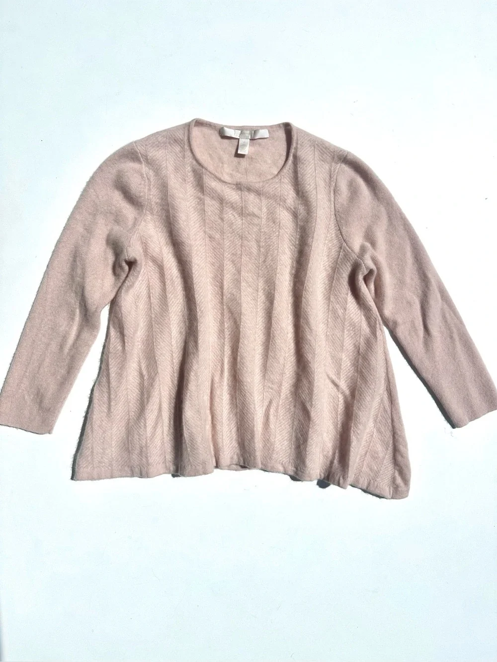 Nordstrom 100% Cashmere Brushed Soft Knit Crewneck Sweater, Light Blush Pink, XS